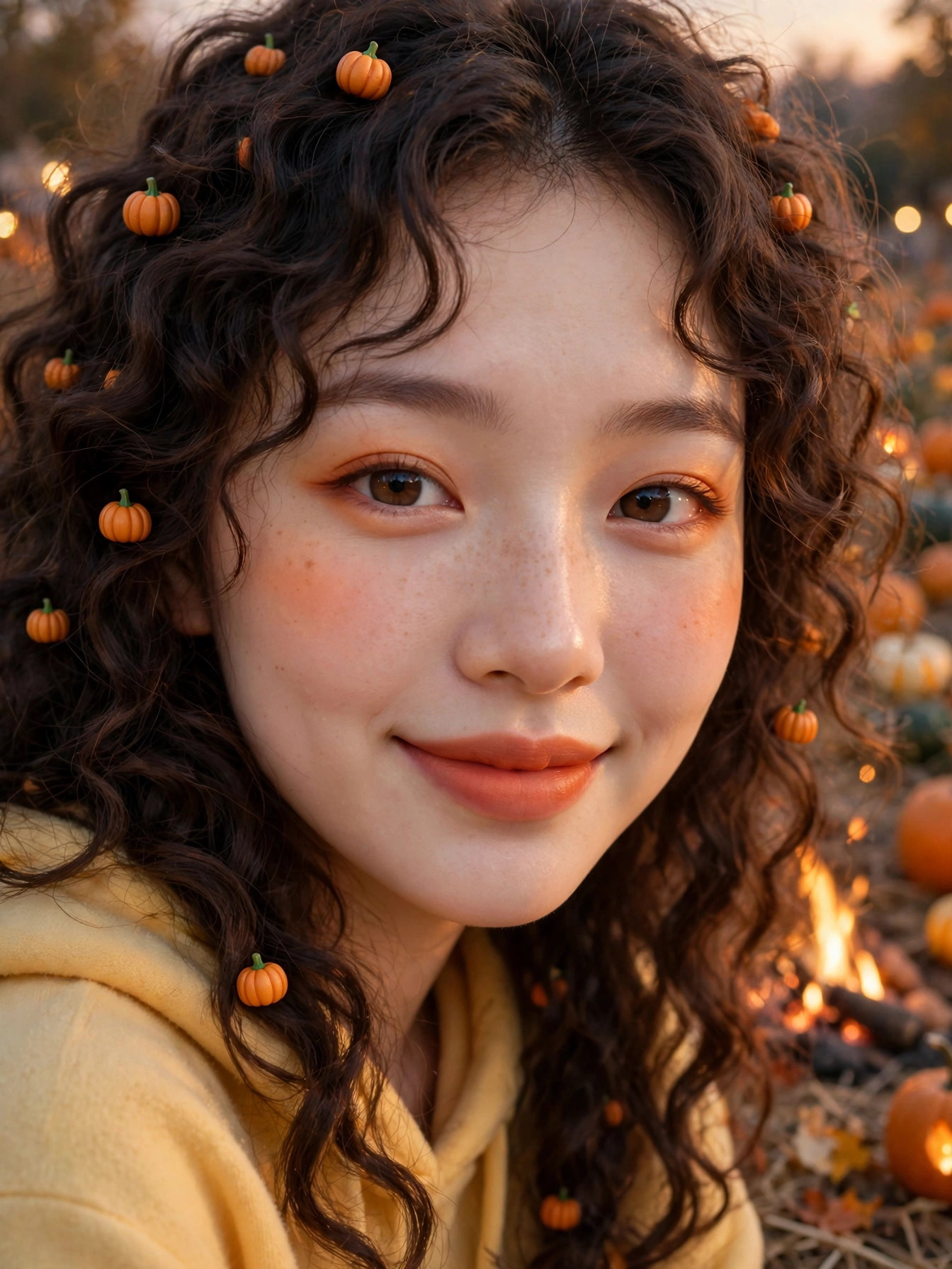 南瓜篝火甜美特写