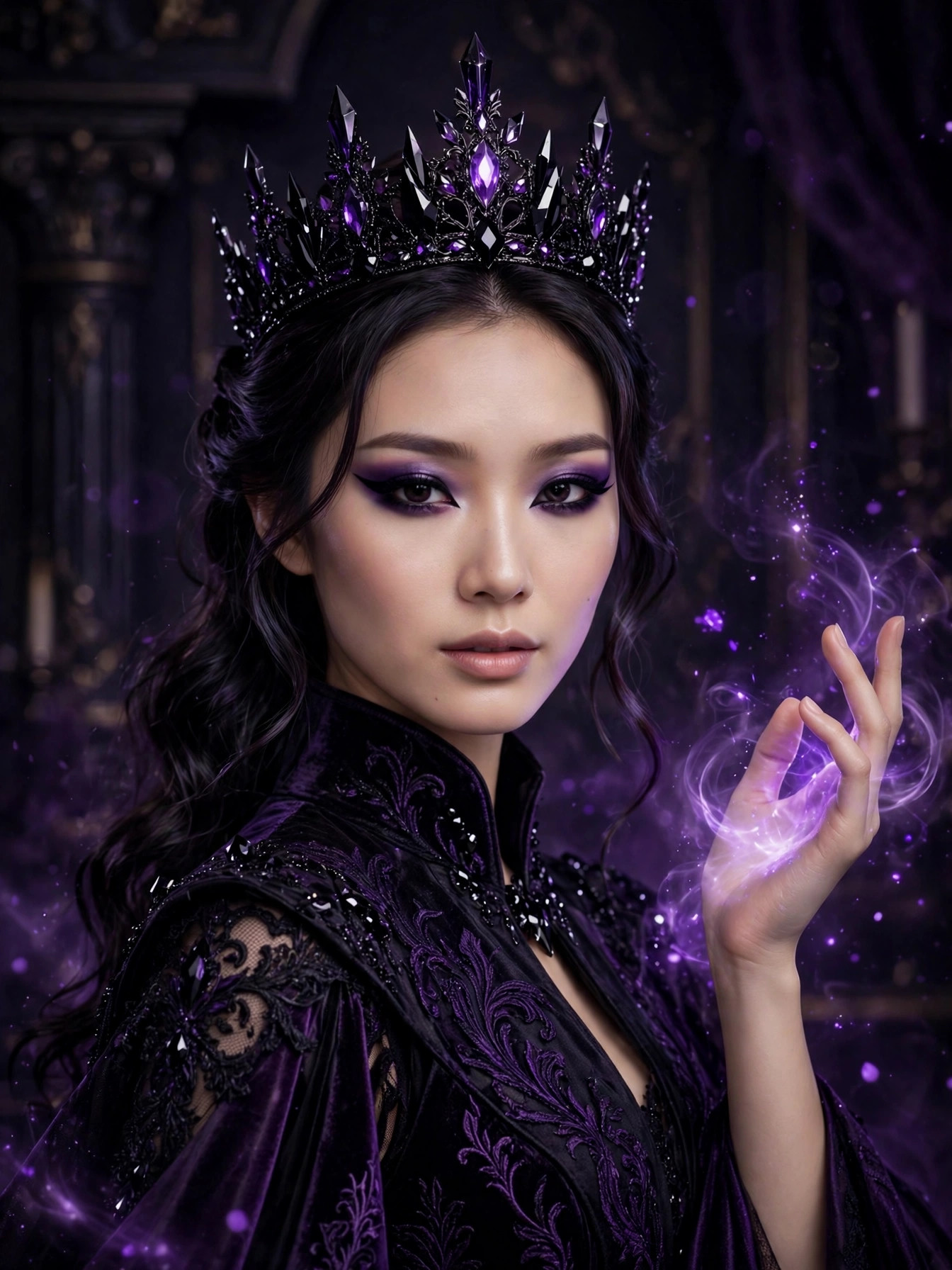紫晶魔法女王人像