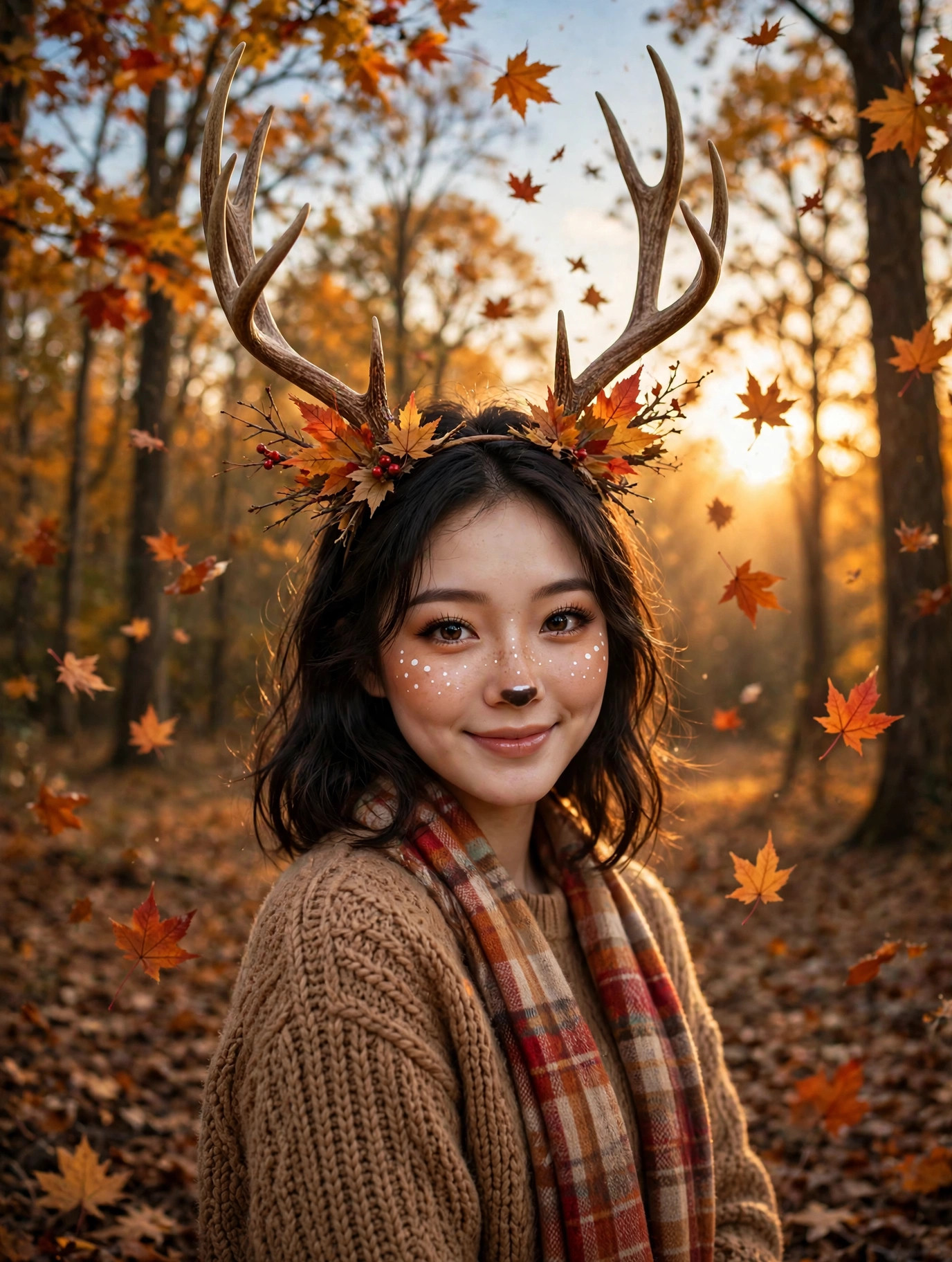 秋林小鹿妆人像